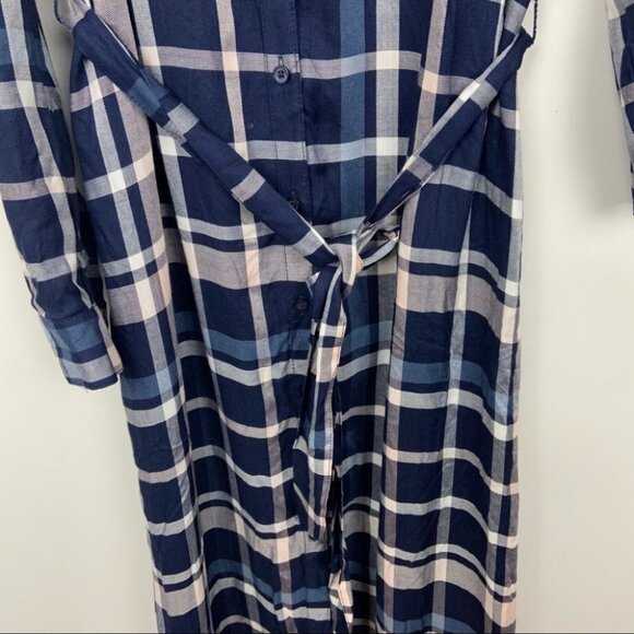 NWT Maison Jules Plaid Cold-Shoulder Midi Dress Blue Size Small New With Tags S - Picture 10 of 16